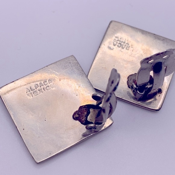 💰2/$40💰 Vintage Abalone Shell Alpaca Mexican Clip On Earrings - Picture 4 of 4